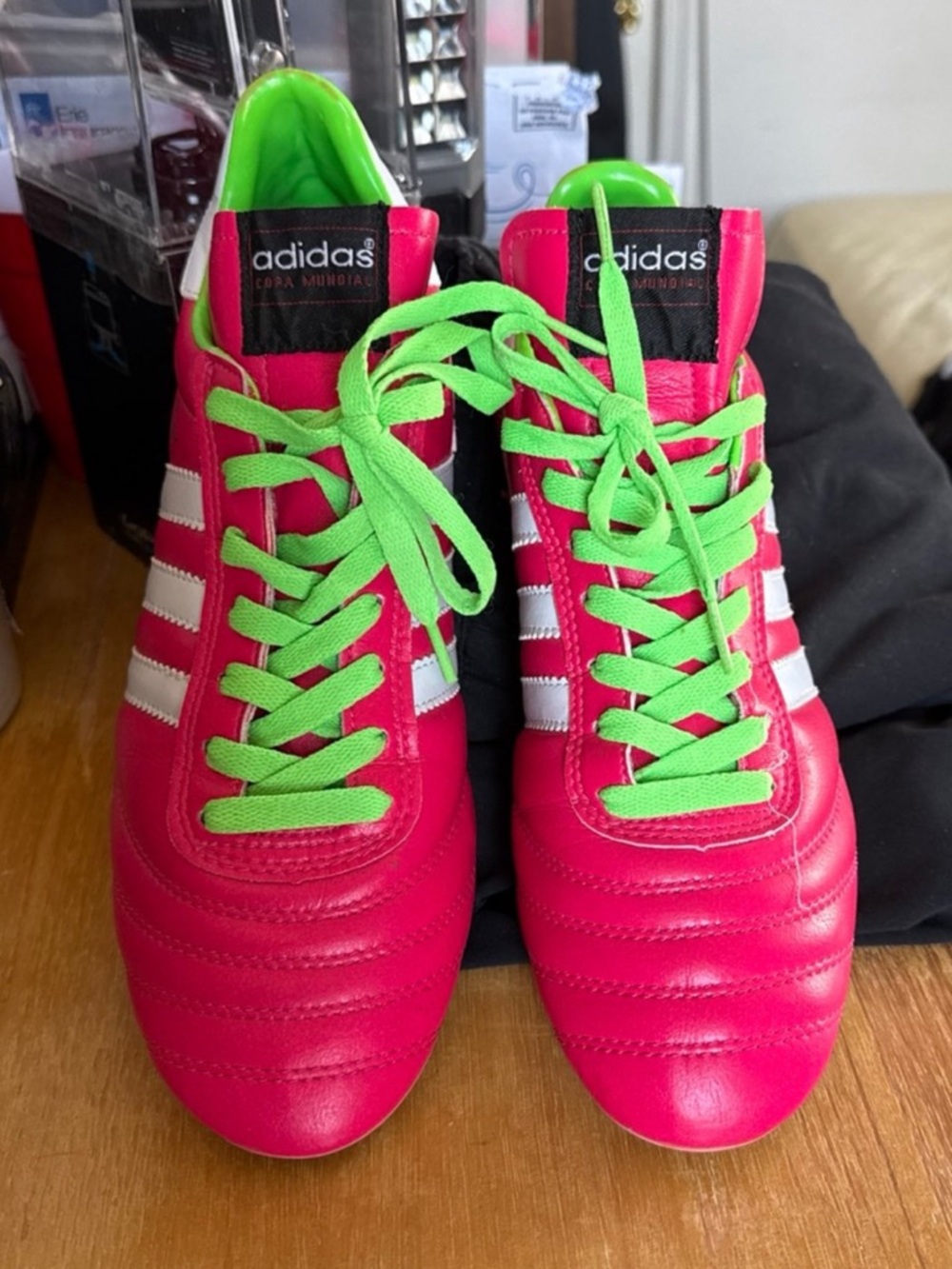 adidas Hot Pink Soccer Cleats with Neon Green Laces